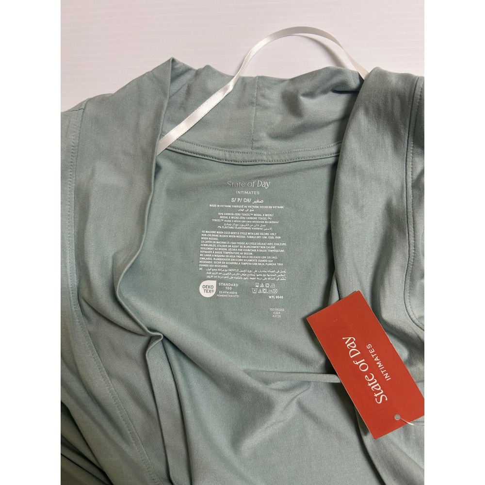 State of Day Intimates Sage Green Tencel Modal Open Front Cardigan Robe S New - Picture 4 of 6